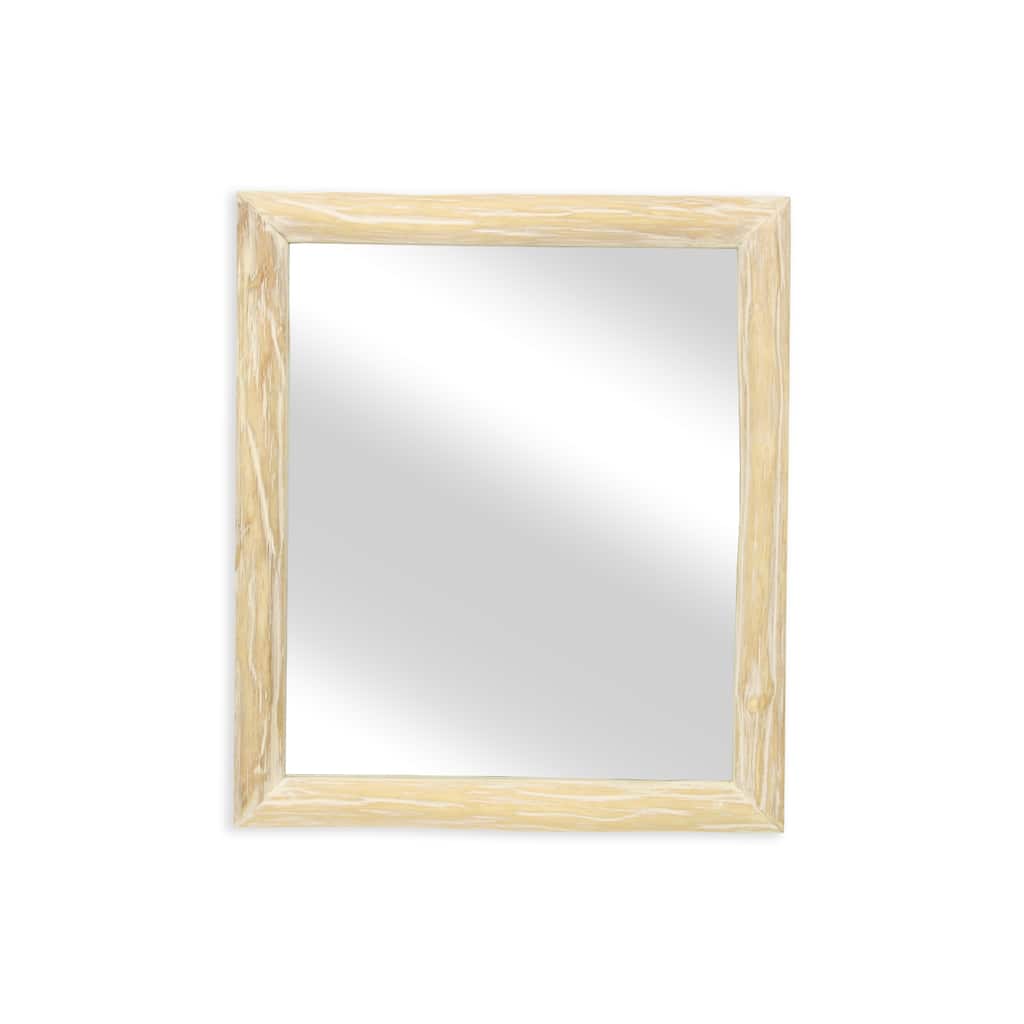 Handmade Rectangular Framed Wall Mirror - White - 20"