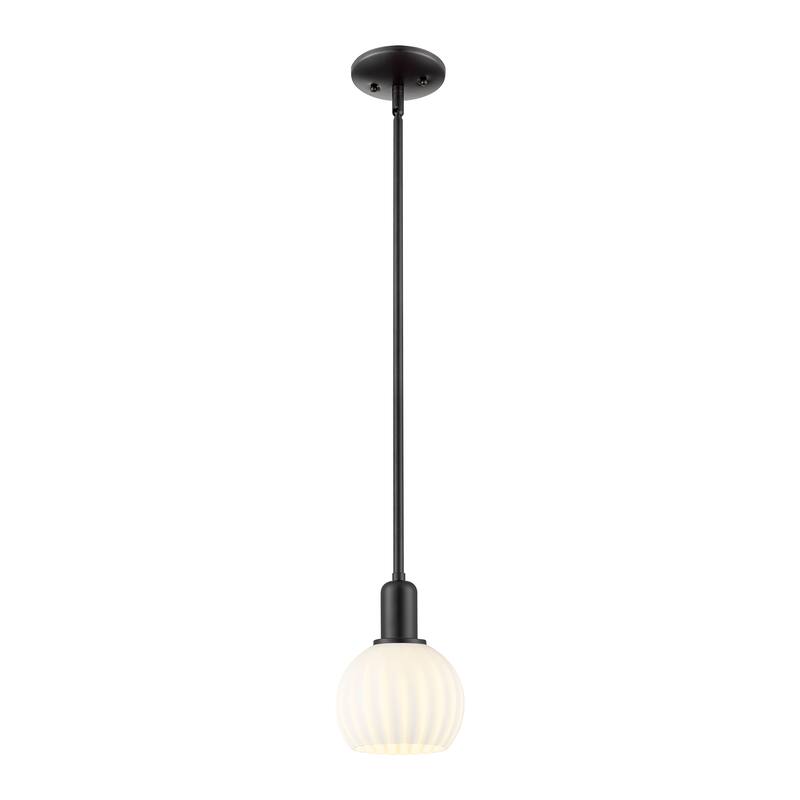 Innovations Lighting Endless Possibilities Arcadia - White Venetian - 1 Light 6" Stem Hung Mini Pendant - Matte Black