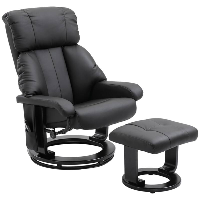 Swivel Recliner Chair with Vibration Massage and Ottoman Footrest