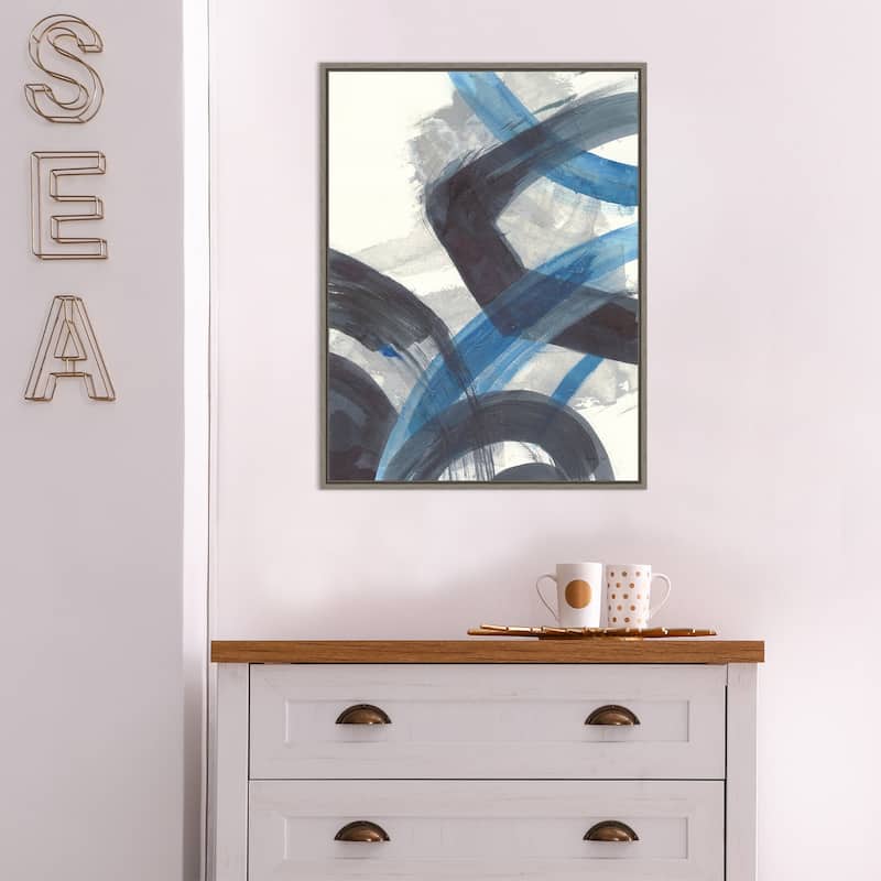 Blue Brushy Abstract I by Danhui Nai Framed Canvas Art