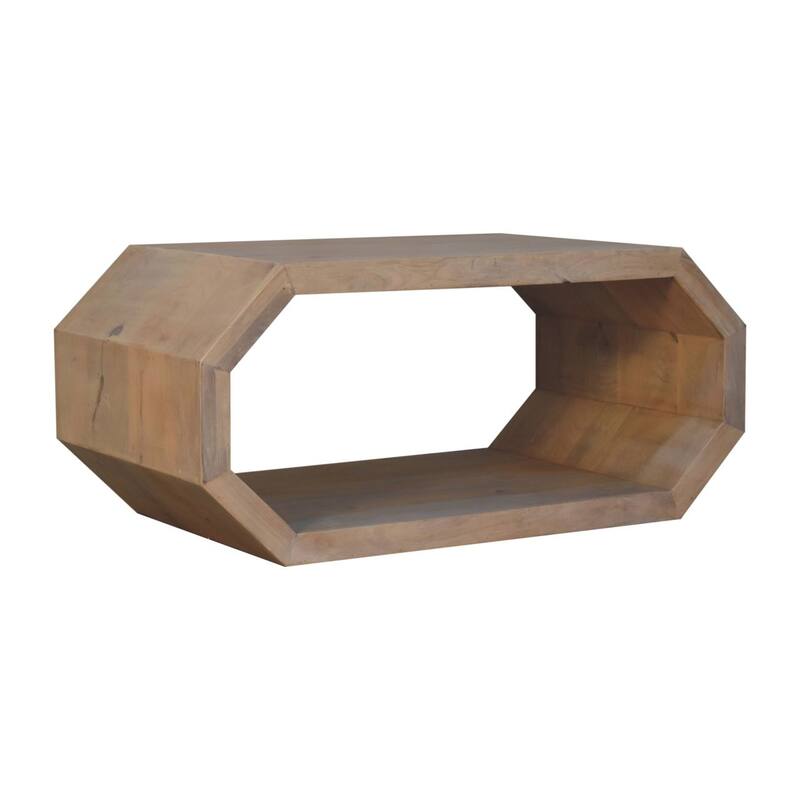 Artisan Furniture Solid Wood Hexagonal Marble Coffee Table