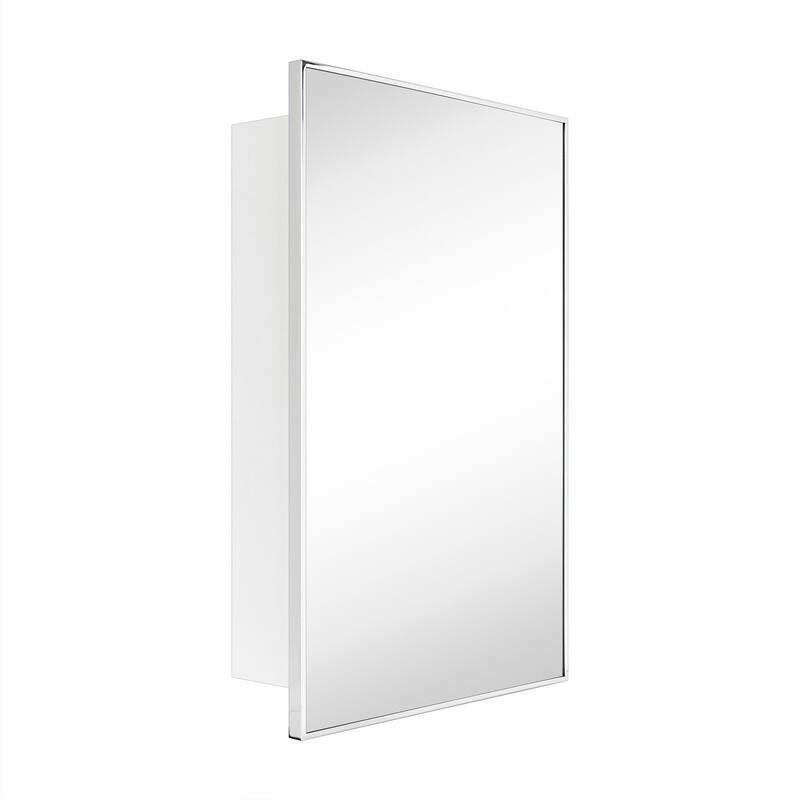 TEHOME Velin Recessed and Surface Mount Bathroom Medicine Cabinet with Mirror Square Cornered Metal Framed Rounded Rectangle - 20" x 30" - Chrome