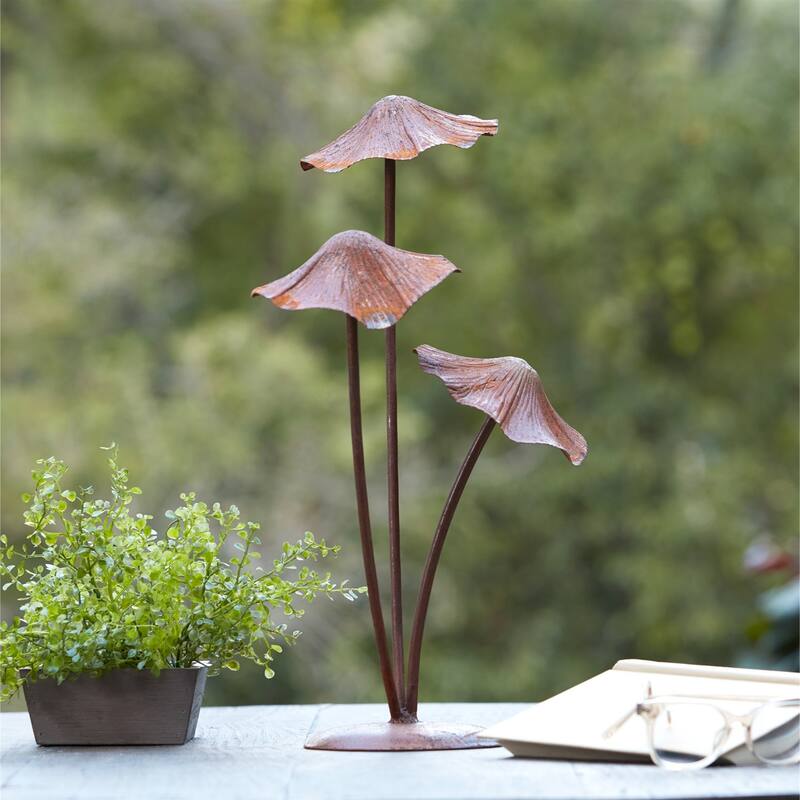 Mushroom Outdoor Garden Statue - 18.25" - Bronze