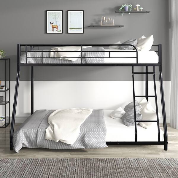 slide 2 of 18, Metal Bunk Bed, Twin over Full Bunk Bed with Ladder, Heavy-duty Sturdy Metal Bedframe with Safety Guard Rails, CPC Certified