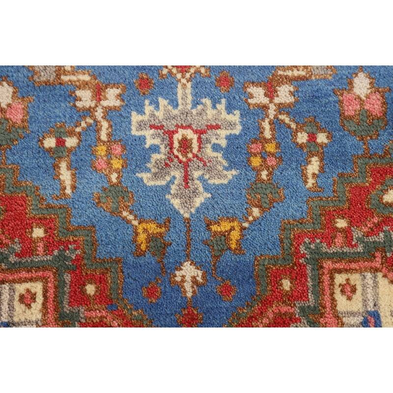 Blue Geometric Heriz Serapi Indian Foyer Rug Handmade Wool Carpet - 3'0"x 5'1"