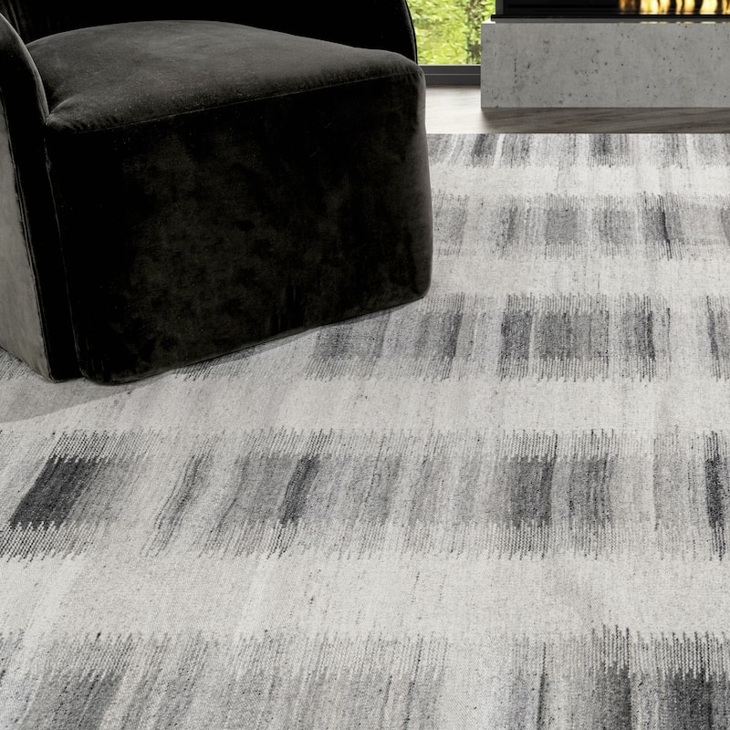 Ben Soleimani Kata Flatweave Wool Rug - 6' x 9' - Silver/Grey