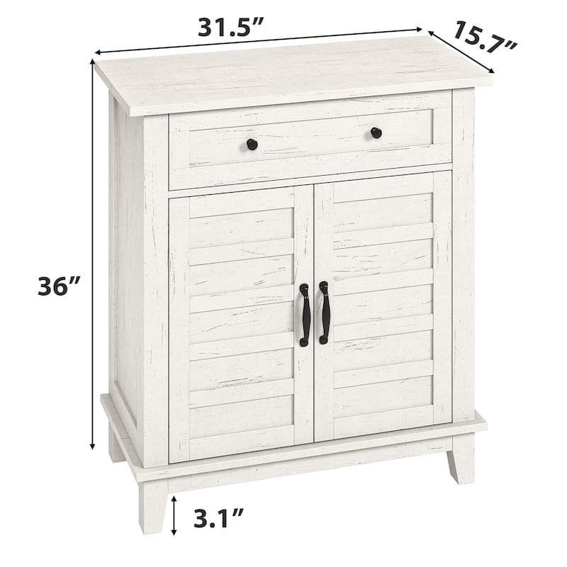 Farmhouse Storage Cabinet with Doors, Small Cabinet with 3-Tiers Adjustable Shelf for Kitchen