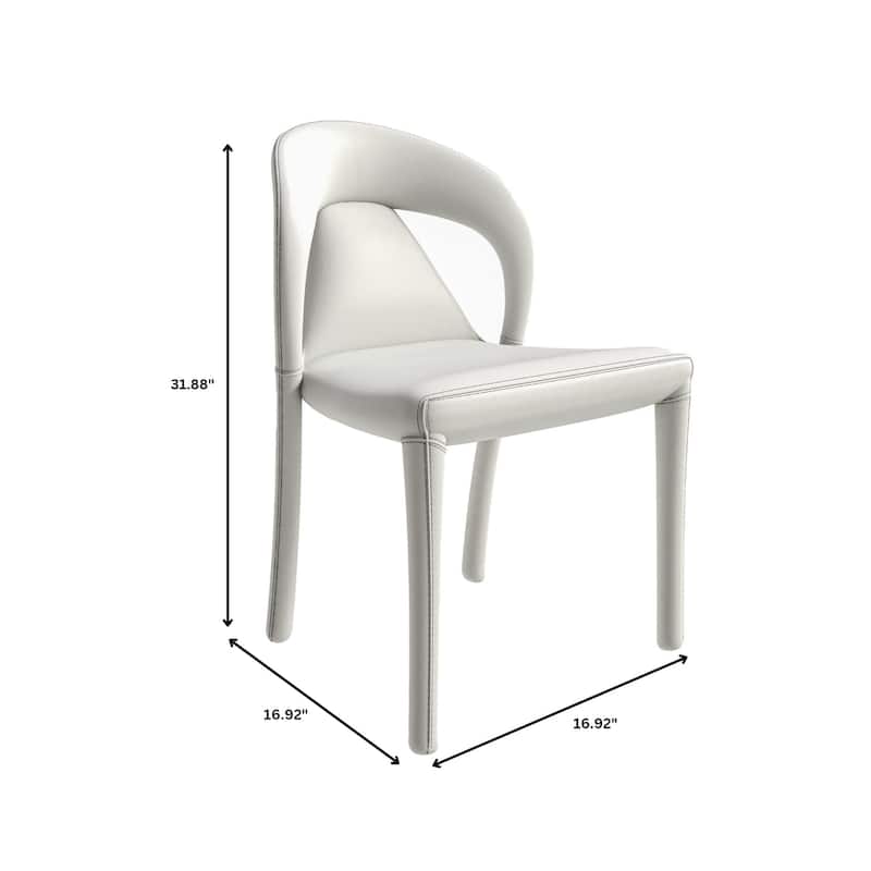 Leather Dining Chairs with Metal Legs Open-Back Design Solace Series Set of 2