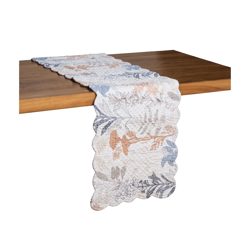 14" x 51" Lina Watercolor Theme Floral Flowers & Leaves Decorative Cotton Kitchen Table Runner