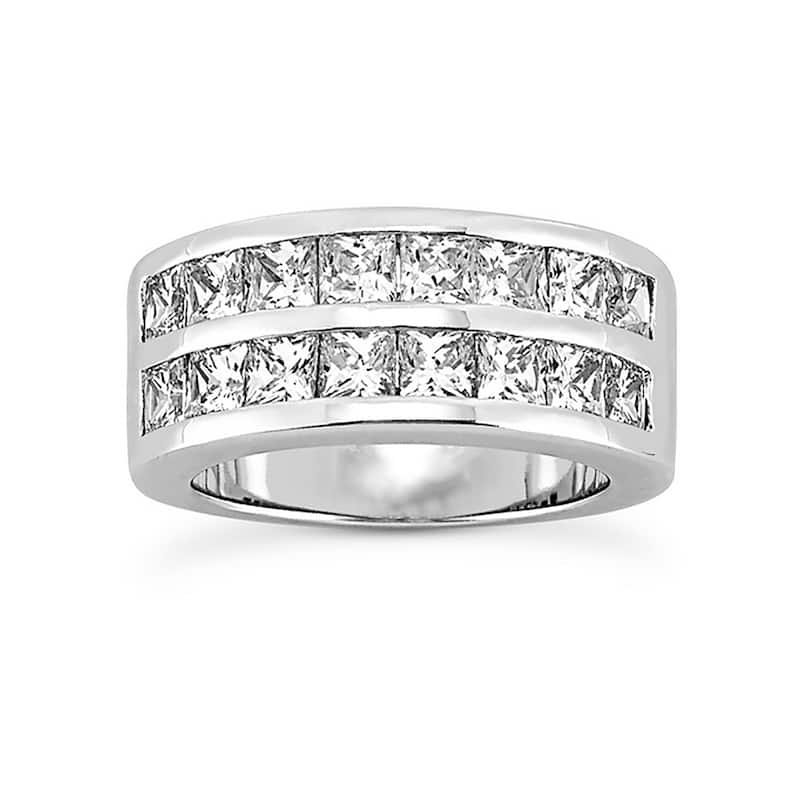 Auriya 3/4ctw Double Row Diamond Wedding Band 14k Gold - White - 6