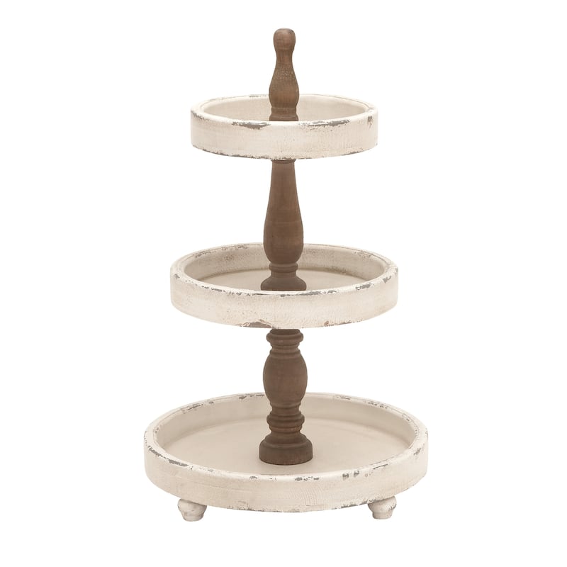 White Wood 3 Level Tiered Server