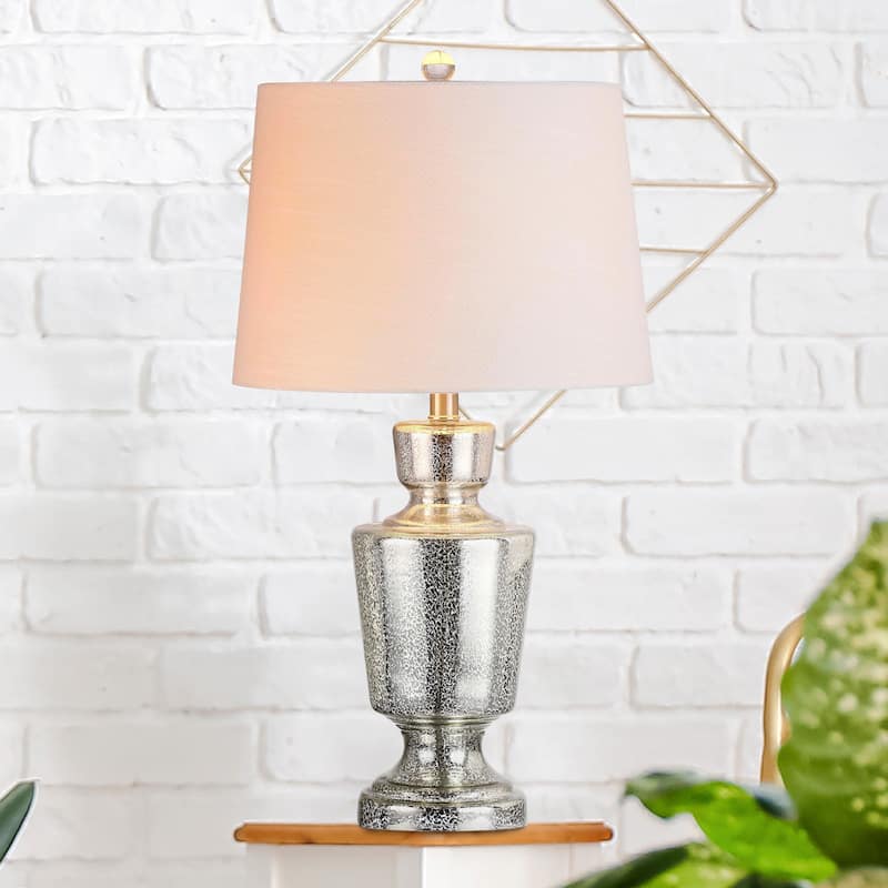 Estelle 26.5" Glass LED Table Lamp, Silver/Ivory by JONATHAN Y