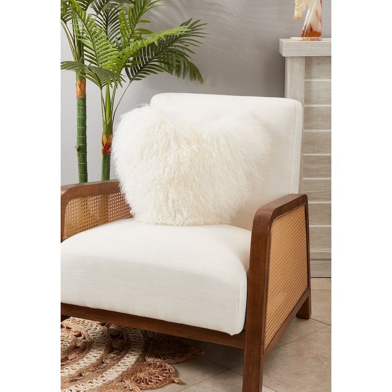 Fluffy Love Heart-Shaped Mongolian Lamb Fur Poly Filled Throw Pillow