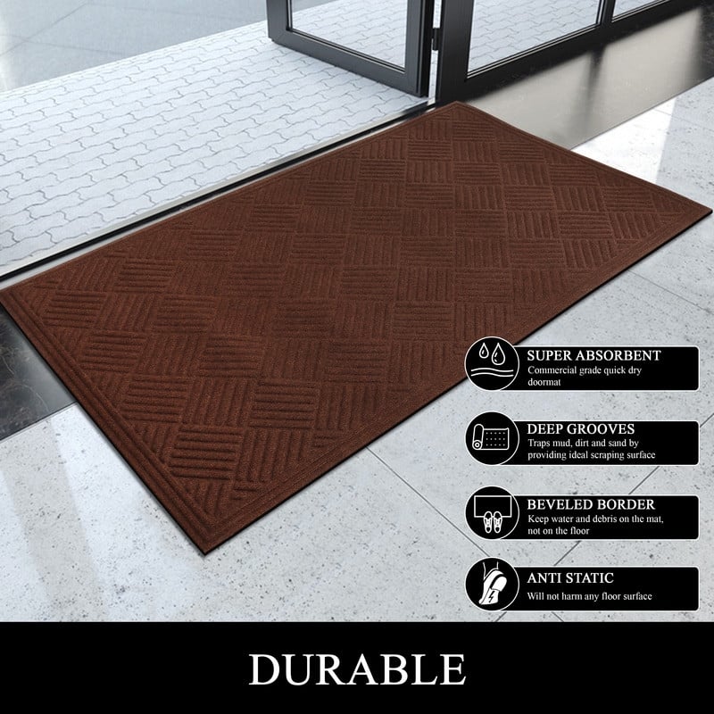 A1HC All Weather Durable Polypropylene Non Slip Backing Rubber Door Mat