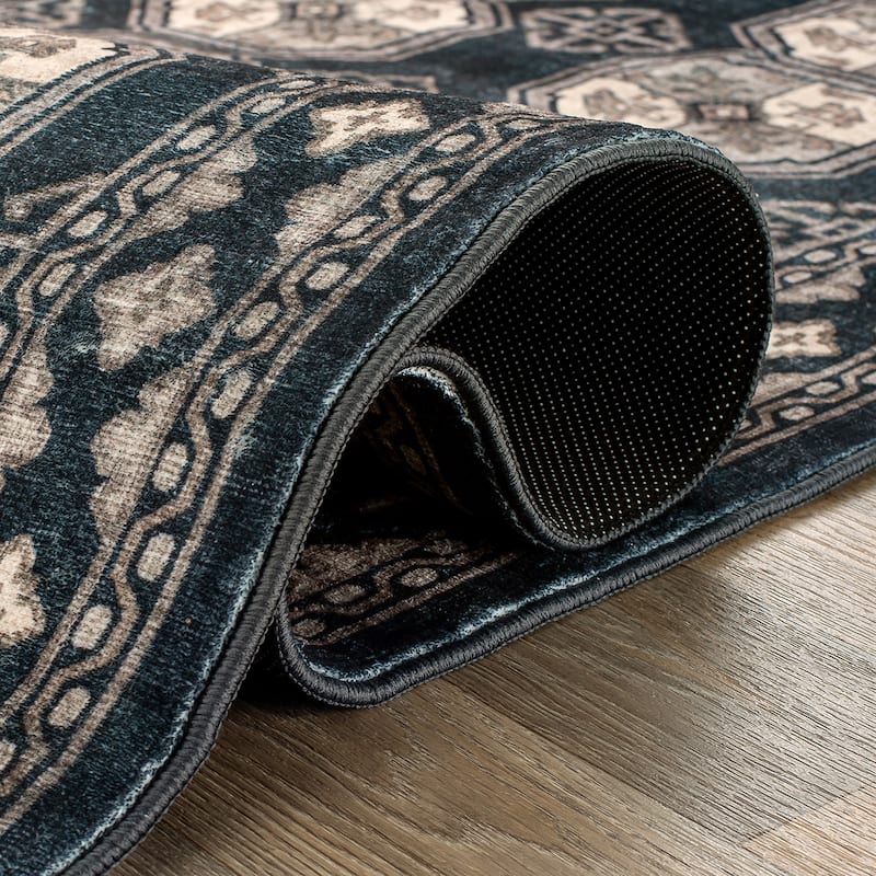 World Rug Gallery Contemporary Distressed Abstract Washable Non Slip Area Rug
