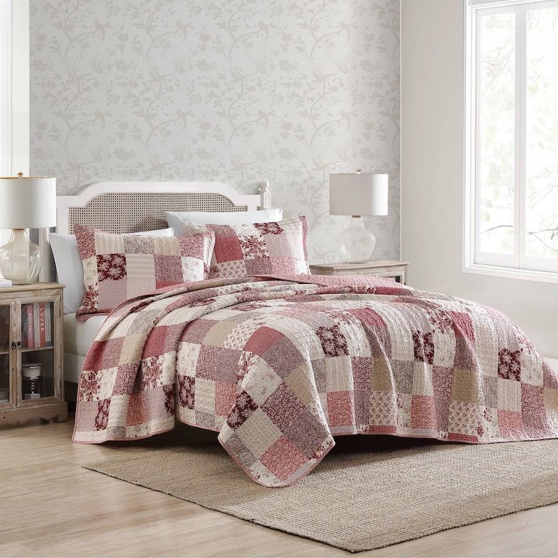 Laura Ashley Celina Patchwork Cotton Reversible Quilt Set