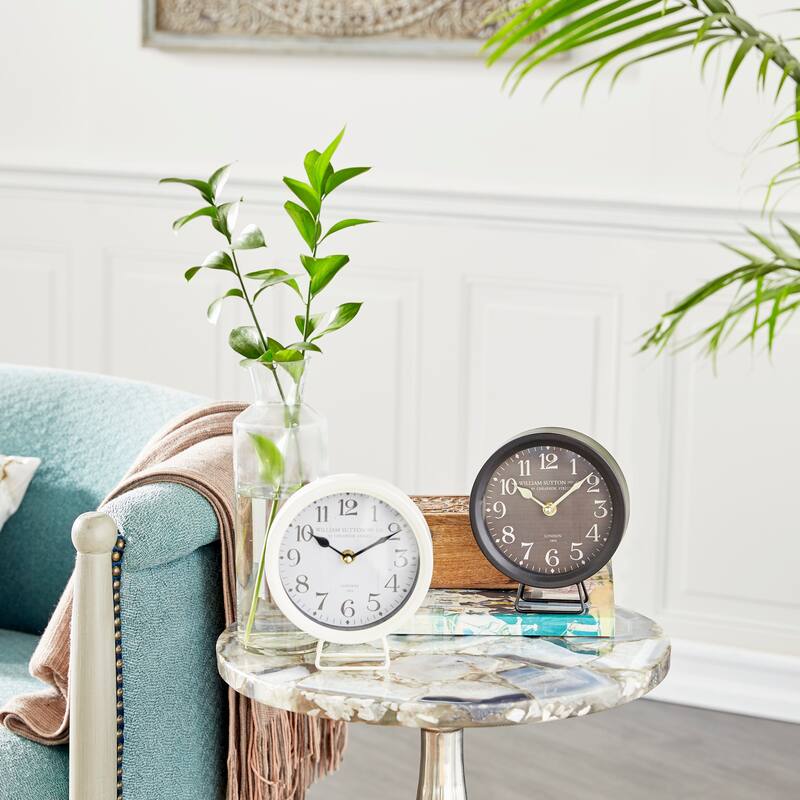 Black Metal Decorative Clock (Set of 2) - 6 x 2 x 7 Round