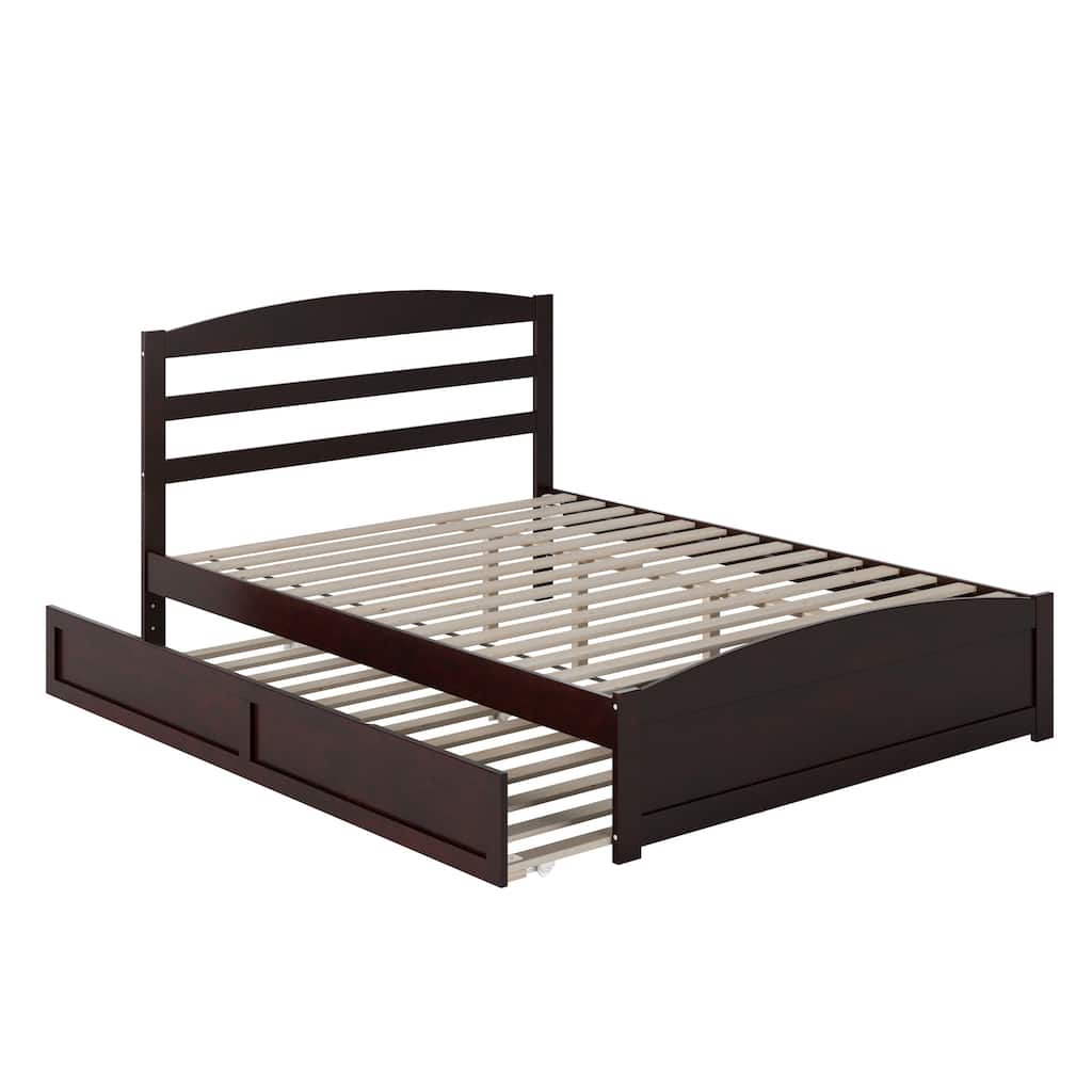 Warren Queen Platform Bed with Matching Footboard & Twin XL Trundle in Espresso