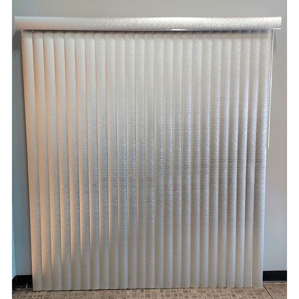 slide 2 of 7, BlindDen Silver Infinity Textured Vinyl Vertical Blind, CORDLESS