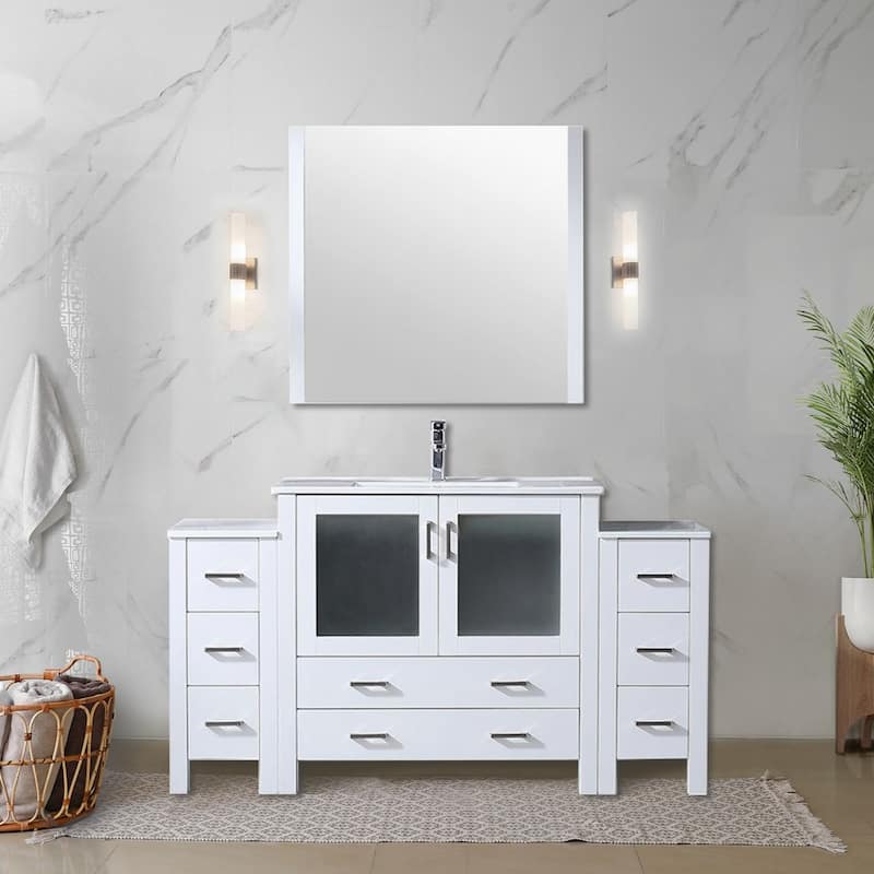 Volez Bath Vanity with Side Cabinets, Ceramic Top & Sink