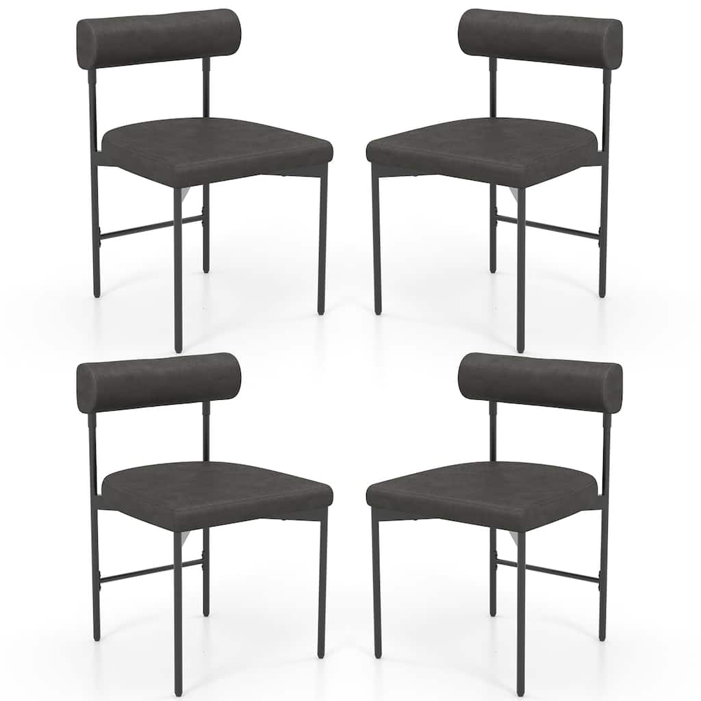 Gymax Dining Chair Set of 4 Faux Leather Upholstered Kitchen Side