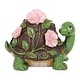 preview thumbnail 1 of 11, Exhart Solar Turtle with Pink Flowers Garden Statue, 8 inch