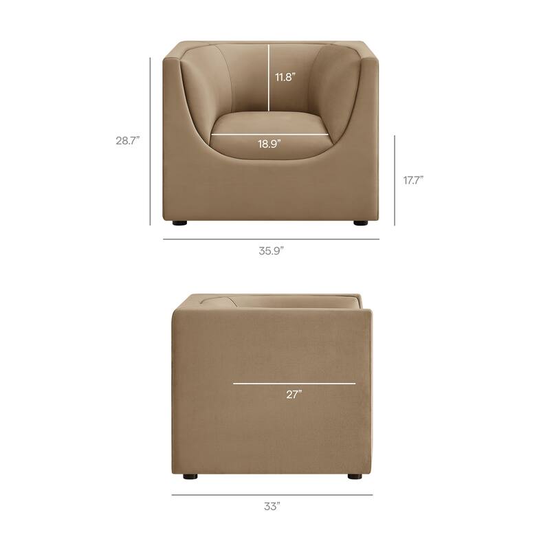 Hilda Curved Back Performance Velvet Armchair