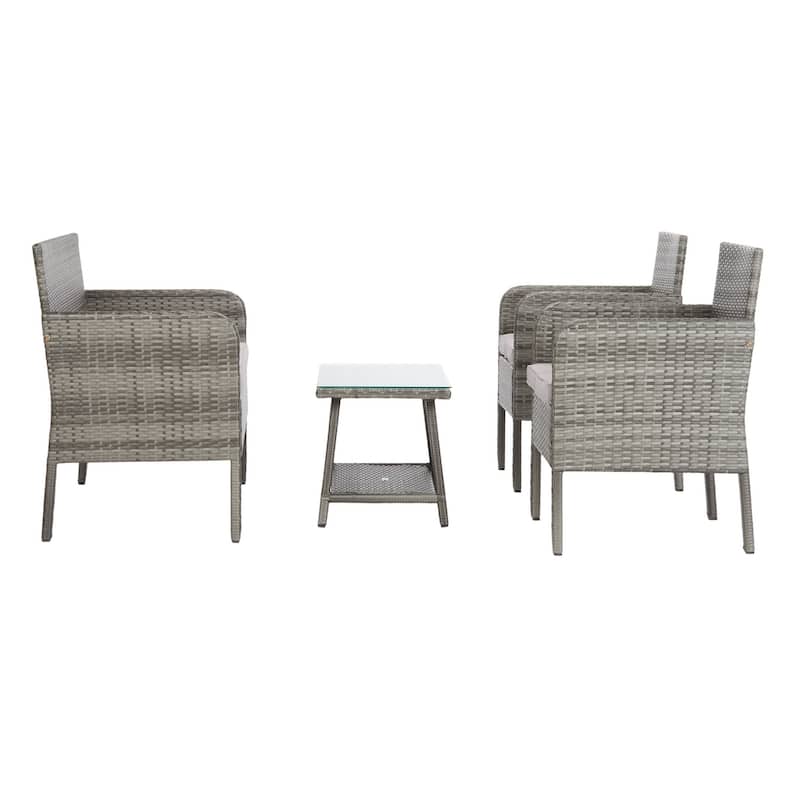 SAFAVIEH Outdoor Aboka Wicker/ Steel 4-piece Patio Conversation Set