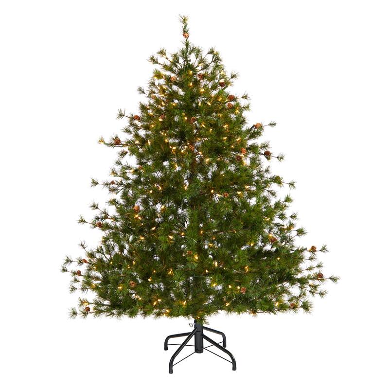 5 Ft Artificial Christmas Tree with Lights - Holiday Pine Tree, Festive Decor, Indoor Xmas Tree - Green - 60