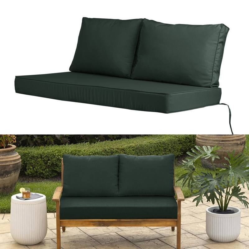 Outdoor Loveseat Cushion Set (Set of 1 Seats,48x24in, 2 Backs,24x18in ) - 24X48X5in - Dark Grey