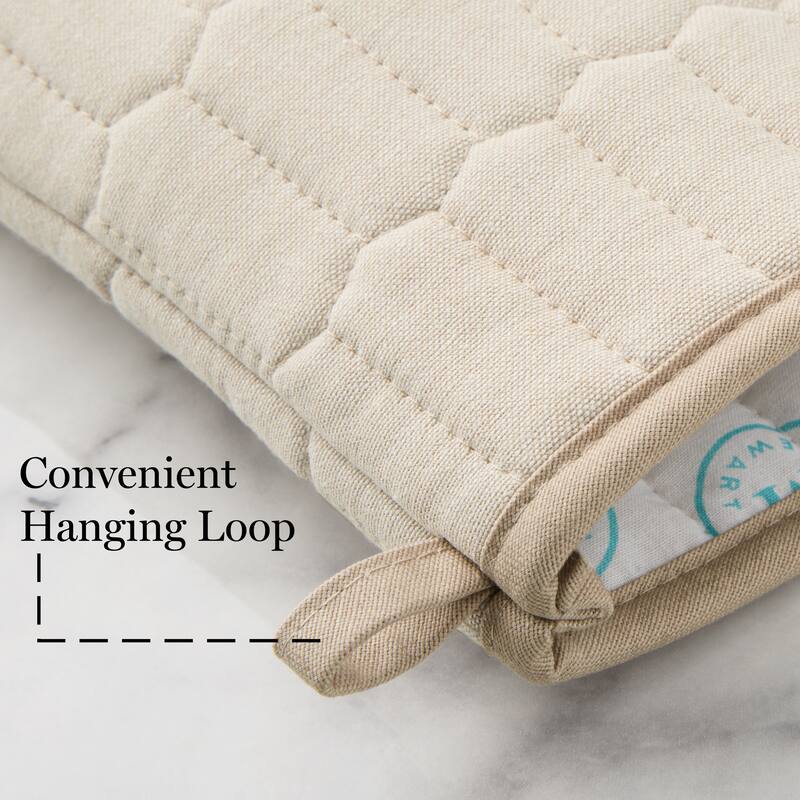MARTHA STEWART Honeycomb Quilted Chambray Oven Mitt 2-Pack Set - 7"x13"