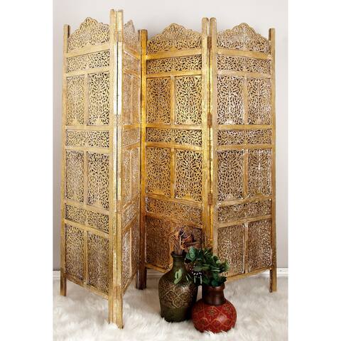 Traditional Gold Carved Wood Room Divider Screen 80 x 71 - 80 x 71