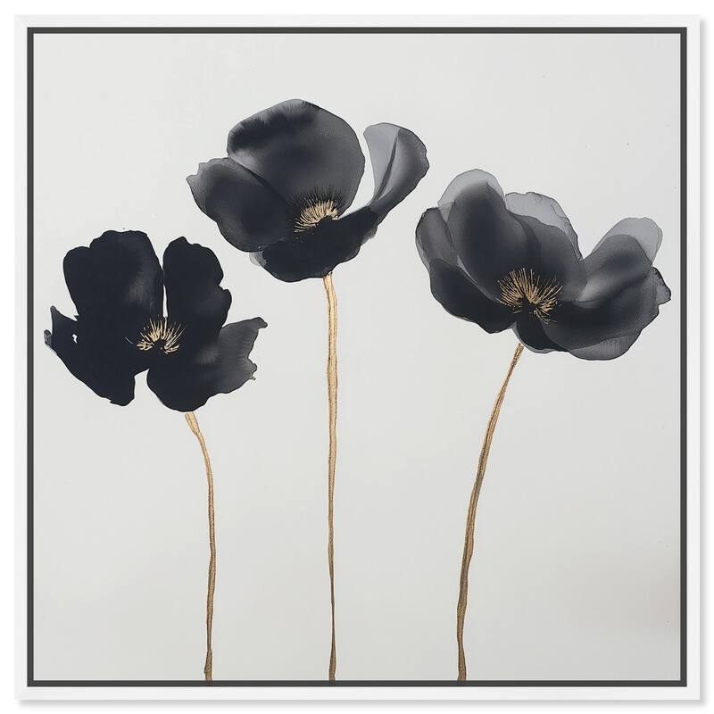 Nocturnal Flowers II Canvas by Art Remedy - White - 20" x 20"