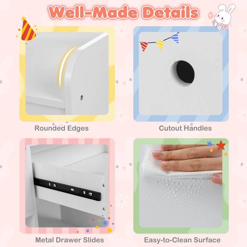 Costway Princess Bunny Makeup Table with Lighted Mirror, Open Shelves - See Details