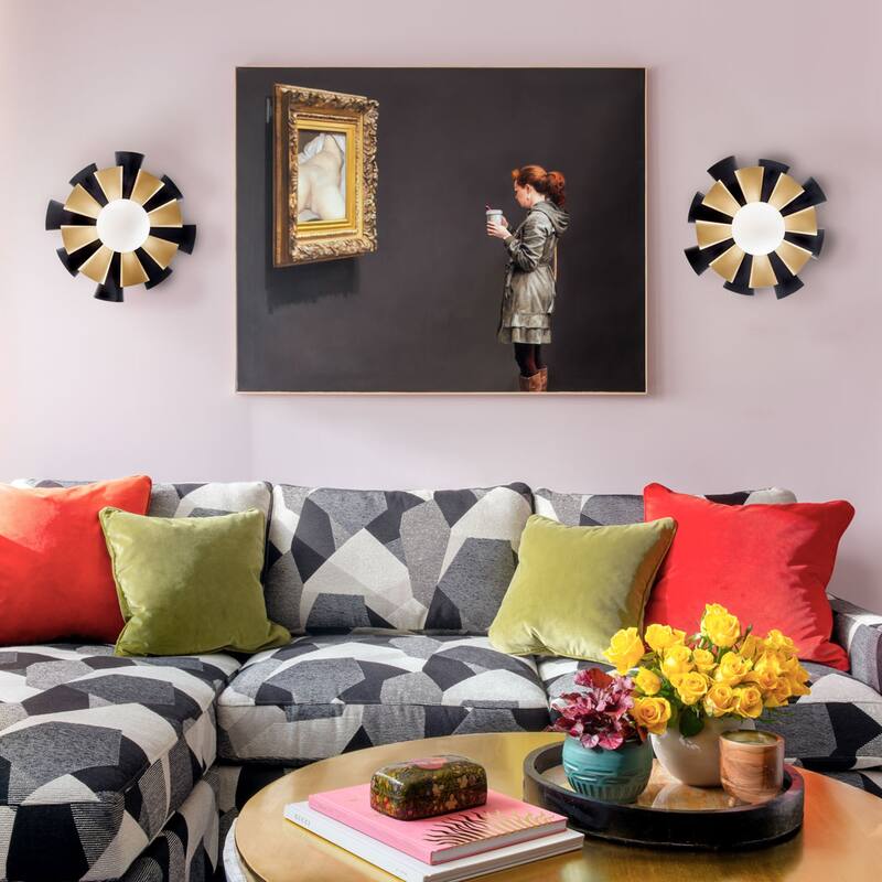 Varaluz Daphne 1-Light Convertible Flush Mount/Sconce - Matte Black/French Gold