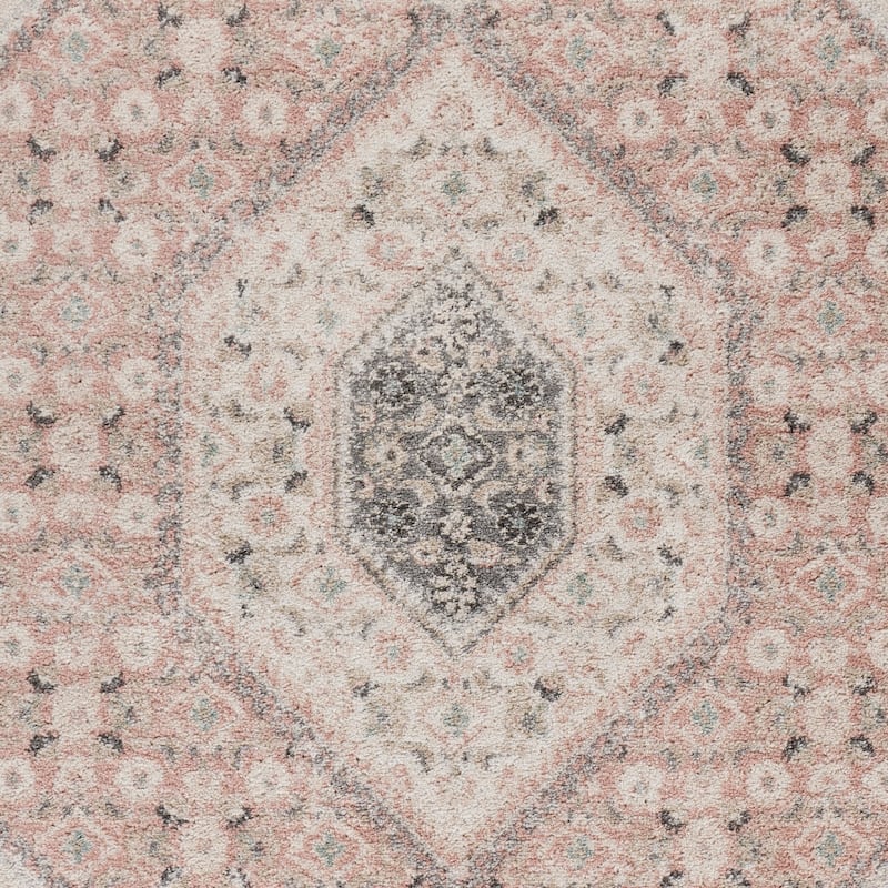 Sevita Soft Pink and Gray Oriental Area Rug