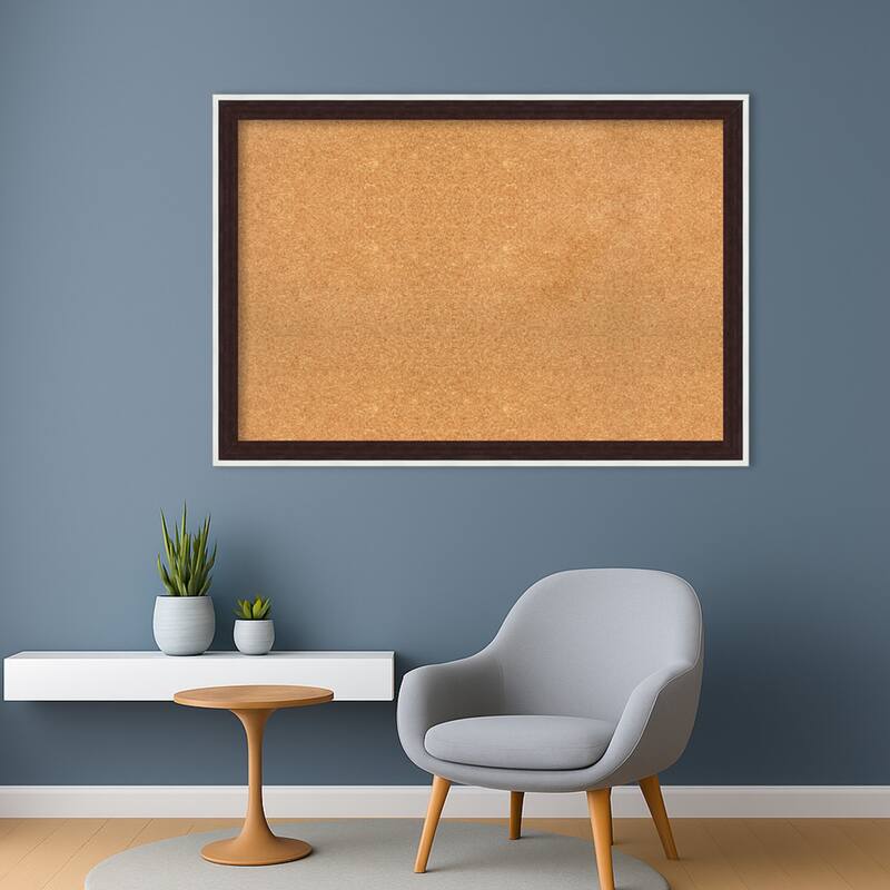 Maya Espresso Silver Framed Cork Board - Bulletin Board, Organization Board, Pin Board