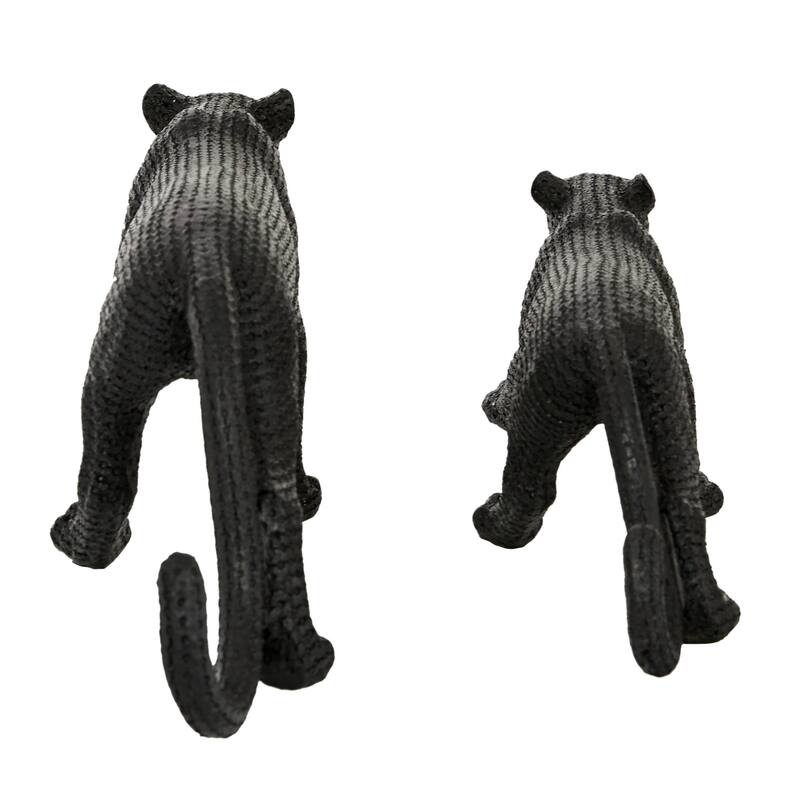 Black Polystone Leopard Decorative Sculpture (Set of 2)