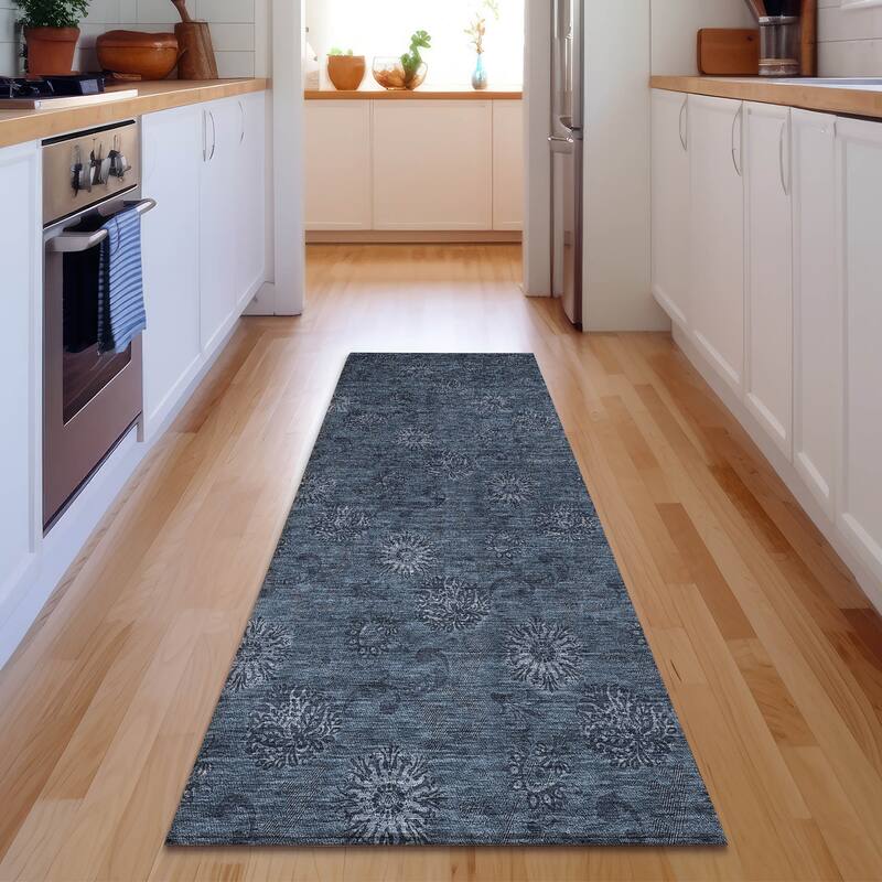 Premium Washable Super Soft Floral Imprint Mayfield Rug - Blue - 2' 3" x 7' 6" - Runner