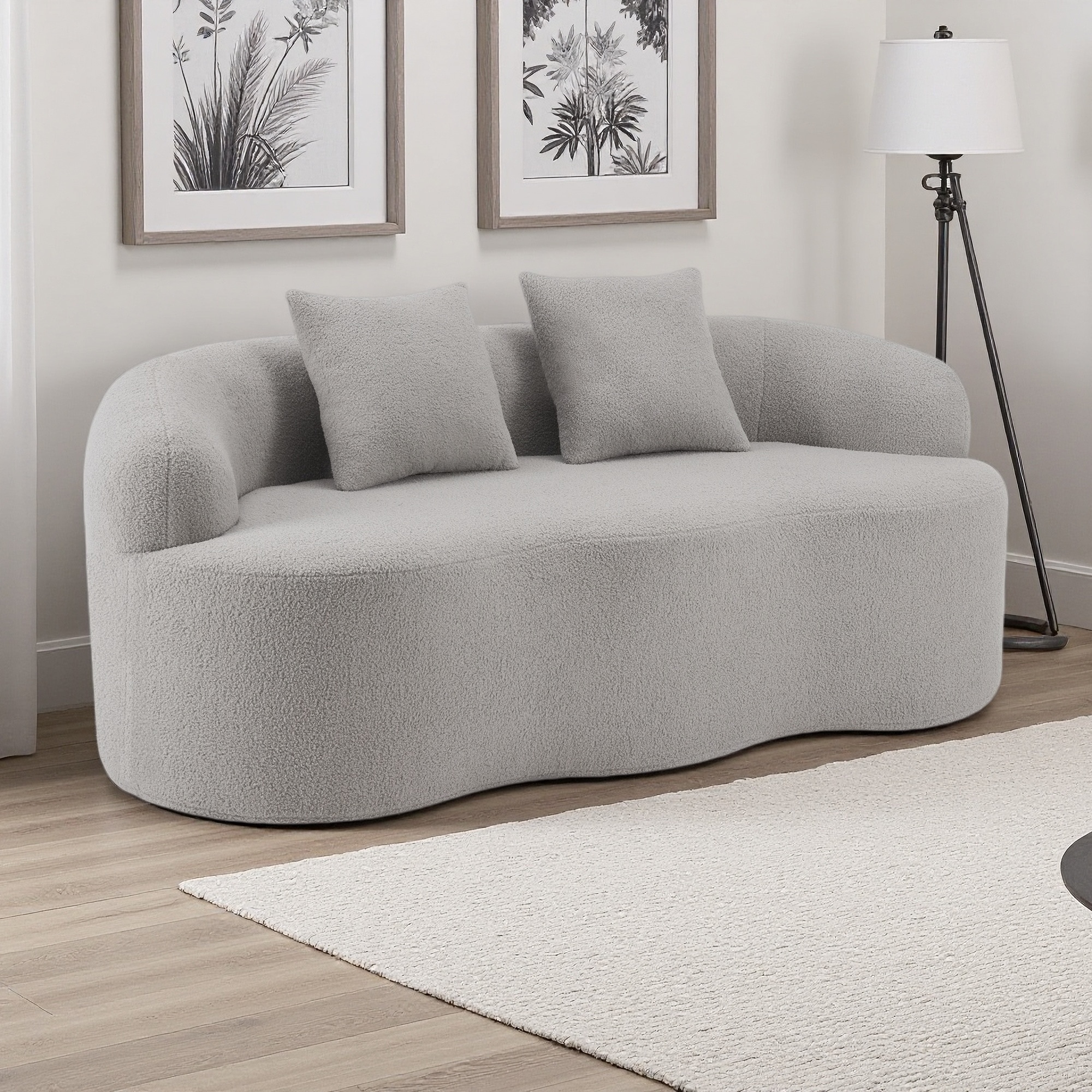 67" Minimalist Curved Loveseat Sofa with 2 Pillows