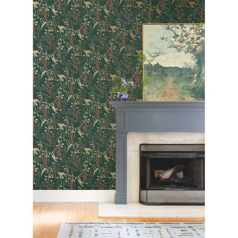 A-Street Prints Linden Dark Green Jungle Canopy Wallpaper