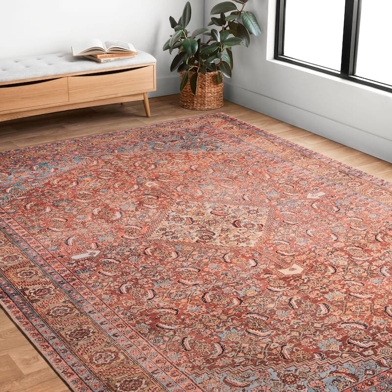 Alexander Home Tremezzina Printed Diamond Boho Distressed Rug - 5' x 7'6" - Runner/Rectangle