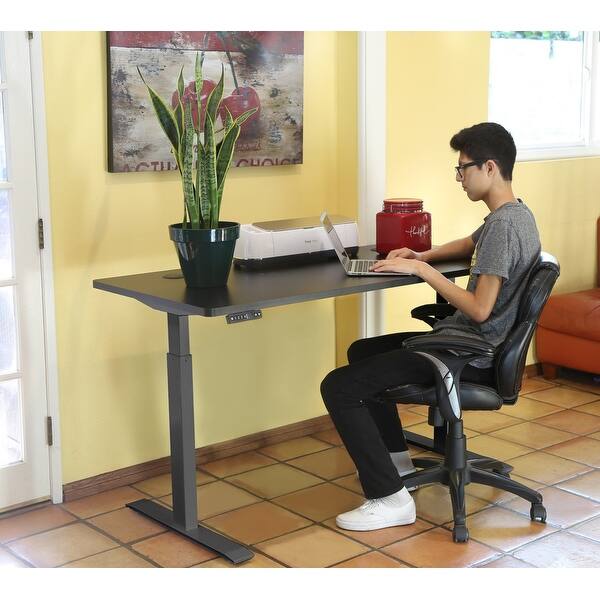 Motionwise Mps60b Electric Standing Desk 30x60 With Built In Wireless Charger Black Top With Gray Frame Overstock 32017077