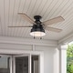 preview thumbnail 1 of 14, Hunter 52" Mill Valley Outdoor Low Profile Ceiling Fan with LED Light Kit and Pull Chain, Damp Rated Matte Black