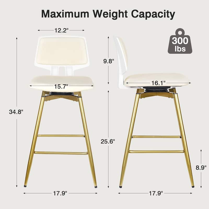 VECELO 2/4-Piece 360° Swivel PU Leather Bar Stools with Footrest Multi-Purpose Space-Saving Bar Stools for Small Apartments