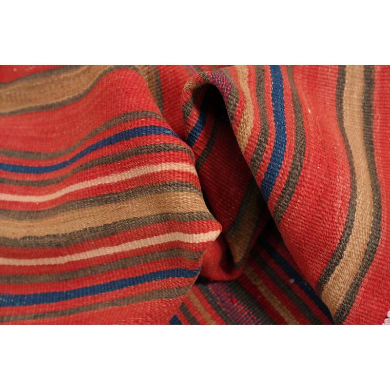Hand Woven Oriental 100% Wool Carpet Southwestern Geometric Oranges & Rust Kilim Area Rug - 7' 9'' X 4' 9''