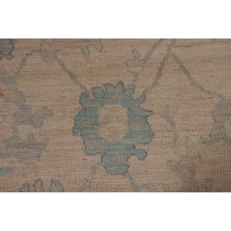 Vegetable Dye Oushak Area Rug Hand-Knotted Floral Wool Carpet - 8'1" x 10'0"