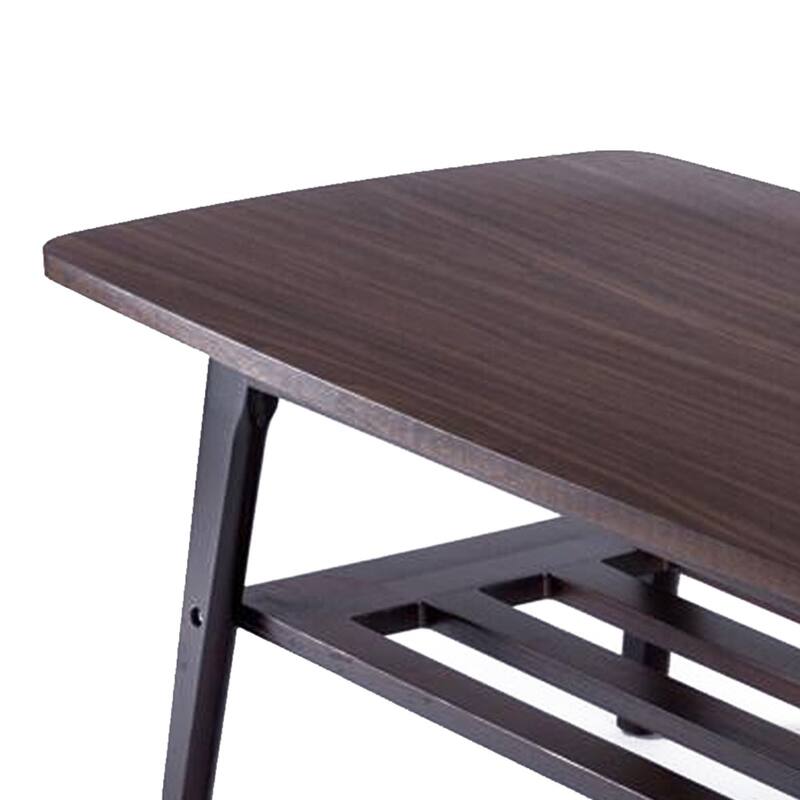 47 Inch Modern Wood Coffee Table with Bottom Shelf, Espresso Brown - 21.5L x 47W x 16.5H
