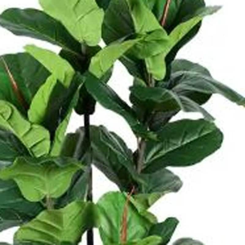 HomeRoots 73" Green Artificial Fiddle Leaf Tree in a Black Pot - 6.69 in. x 72.83 in. x 6.69 in.