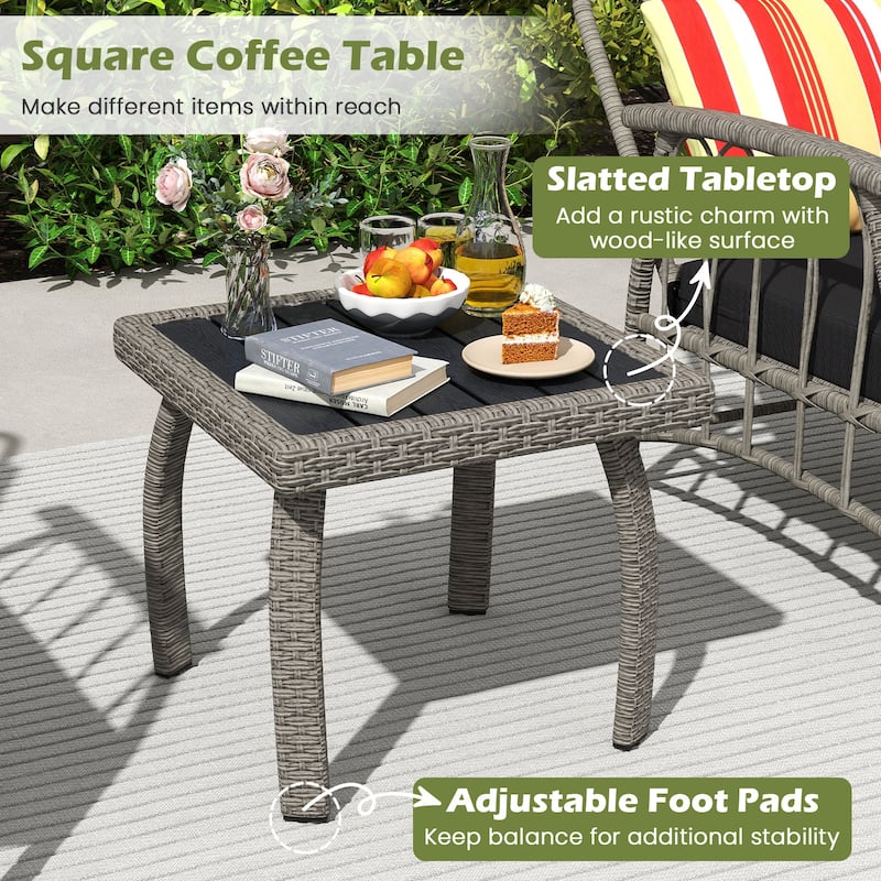 3-Piece Outdoor Patio Set with Galvanized Metal Frame Adjustable Chairs and Coffee Table - 19" x 19" x 16.5"